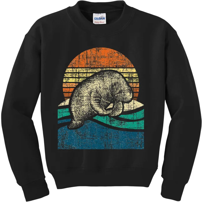 Retro Vintage Manatee Zookeeper Zoologist Marine Biologist Kids Sweatshirt