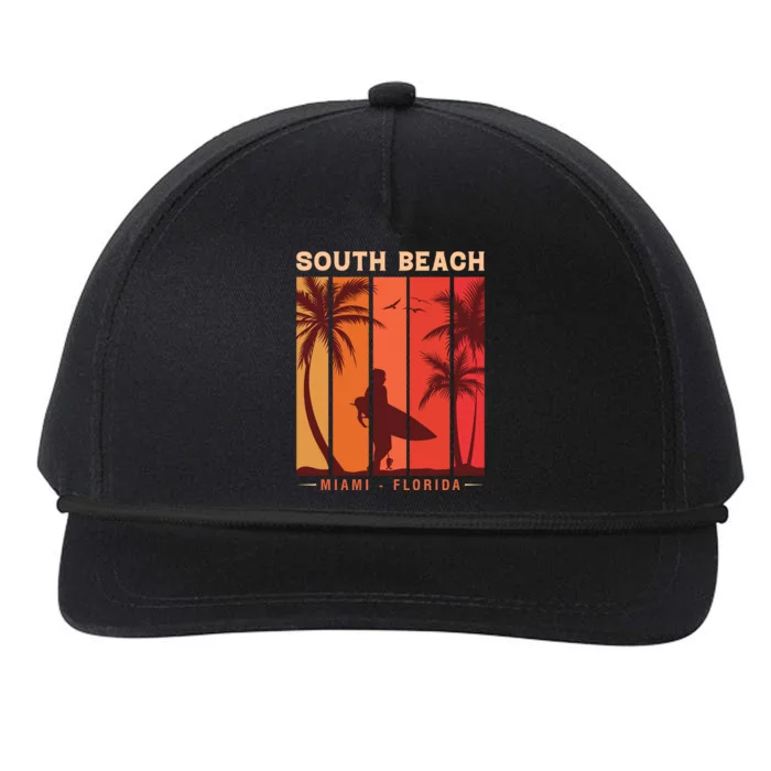 Retro Vintage Miami Florida South Beach Snapback Five-Panel Rope Hat