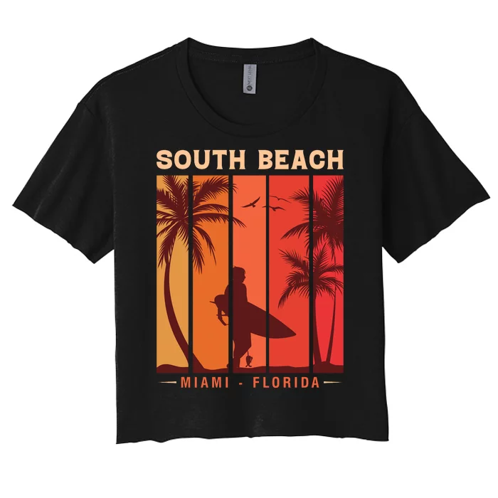 Retro Vintage Miami Florida South Beach Women's Crop Top Tee