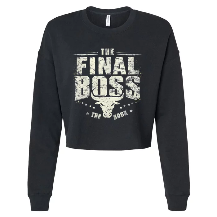 Rock Vintage Music Boss Final White Design Fun Music Lover Cropped Pullover Crew