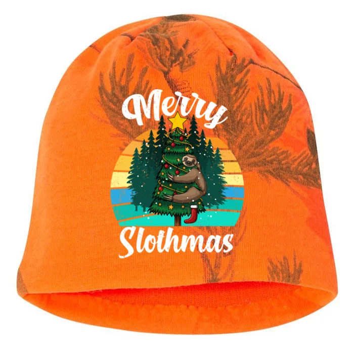 Retro Vintage Merry Slothmas Christmas Cute Sloth Pajamas Gift Kati - Camo Knit Beanie