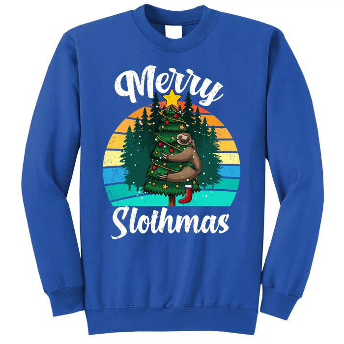 Retro Vintage Merry Slothmas Christmas Cute Sloth Pajamas Gift Sweatshirt