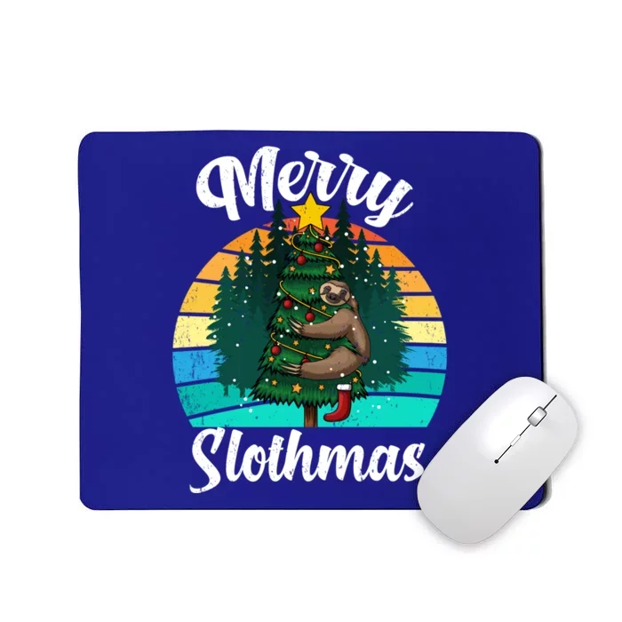 Retro Vintage Merry Slothmas Christmas Cute Sloth Pajamas Gift Mousepad