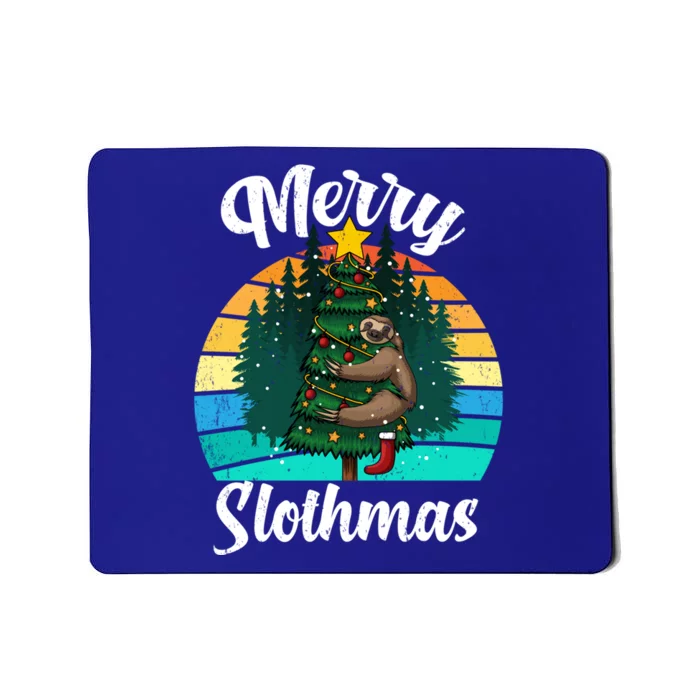 Retro Vintage Merry Slothmas Christmas Cute Sloth Pajamas Gift Mousepad