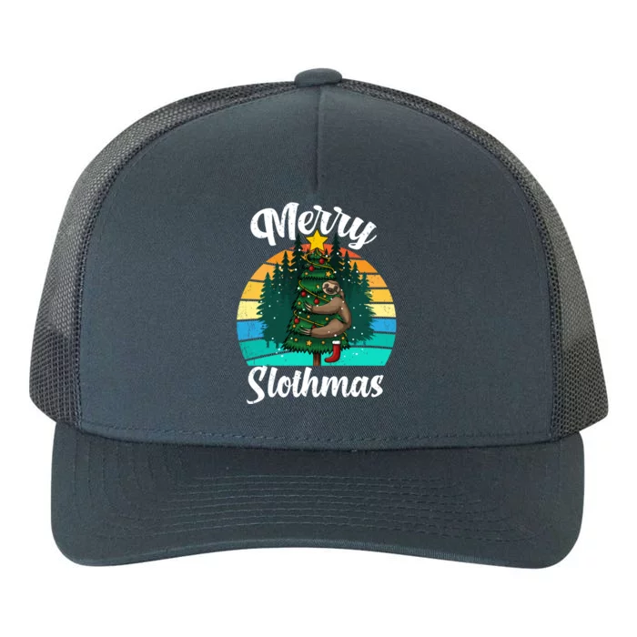 Retro Vintage Merry Slothmas Christmas Cute Sloth Pajamas Gift Yupoong Adult 5-Panel Trucker Hat