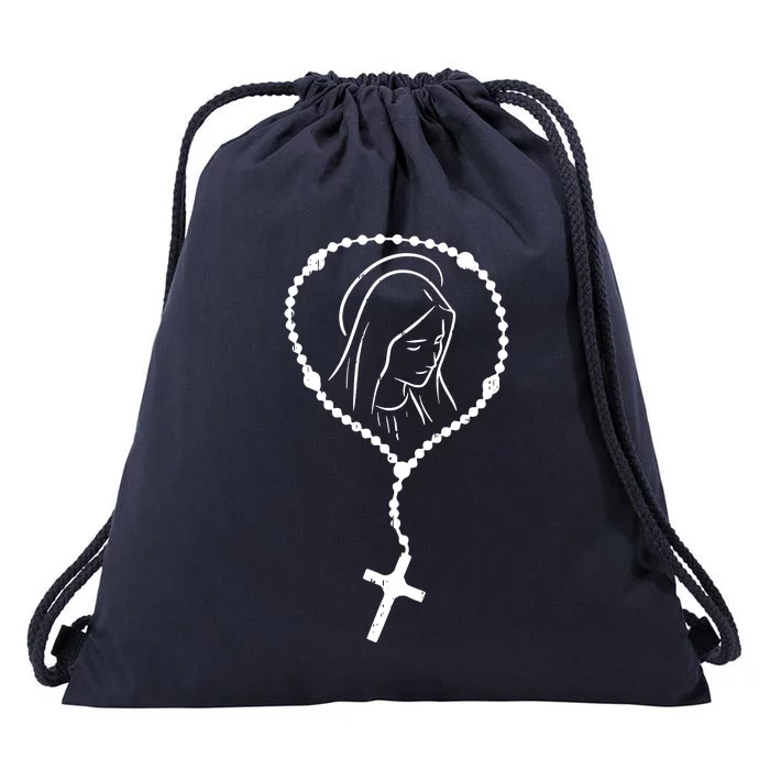 Rosary Virgin Mary God Jesus Faith Religious Catholic Drawstring Bag