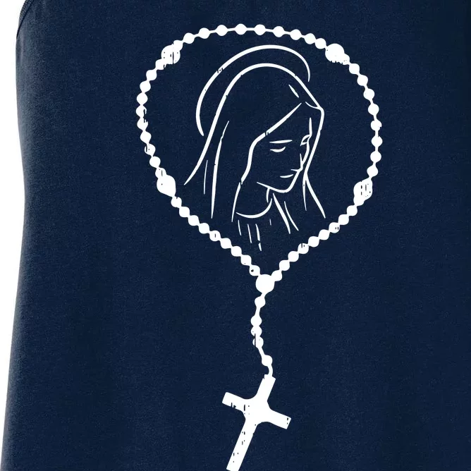 Rosary Virgin Mary God Jesus Faith Religious Catholic Women's Racerback Tank