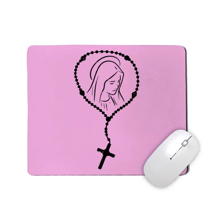 Rosary Virgin Mary God Jesus Faith Religious Catholic Mousepad