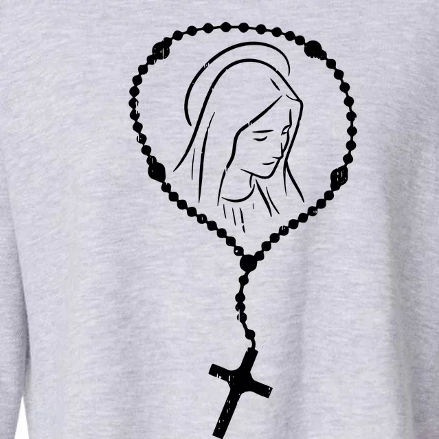 Rosary Virgin Mary God Jesus Faith Religious Catholic Cropped Pullover Crew