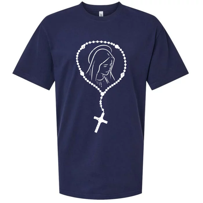 Rosary Virgin Mary God Jesus Faith Religious Catholic Sueded Cloud Jersey T-Shirt