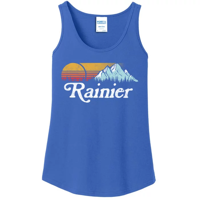 Retro Vibe Mount Rainier Gift Vintage Mountains And Sun Ladies Essential Tank