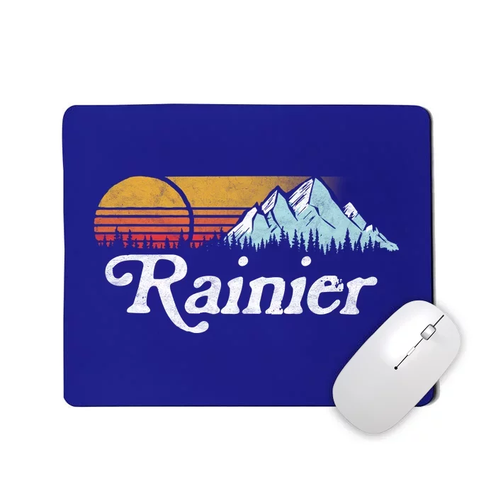 Retro Vibe Mount Rainier Gift Vintage Mountains And Sun Mousepad