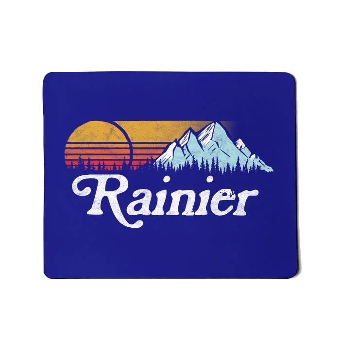 Retro Vibe Mount Rainier Gift Vintage Mountains And Sun Mousepad