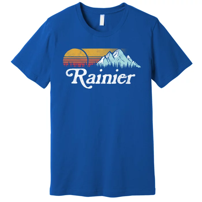 Retro Vibe Mount Rainier Gift Vintage Mountains And Sun Premium T-Shirt