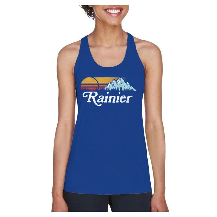 Retro Vibe Mount Rainier Gift Vintage Mountains And Sun Women's Racerback Tank