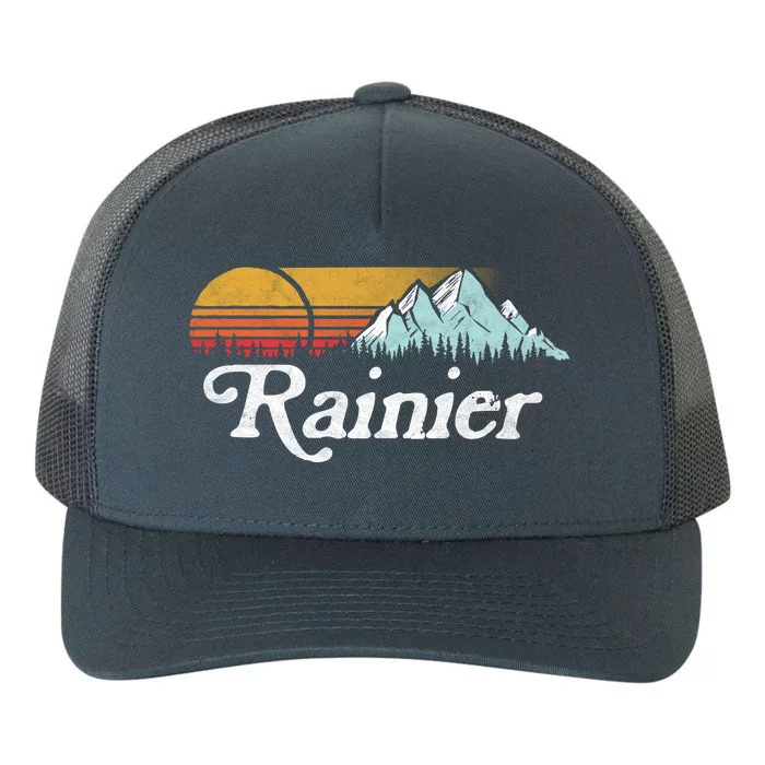 Retro Vibe Mount Rainier Gift Vintage Mountains And Sun Yupoong Adult 5-Panel Trucker Hat