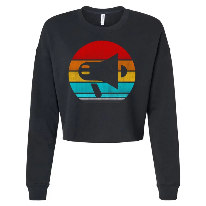 Retro Vintage Megaphone Cropped Pullover Crew