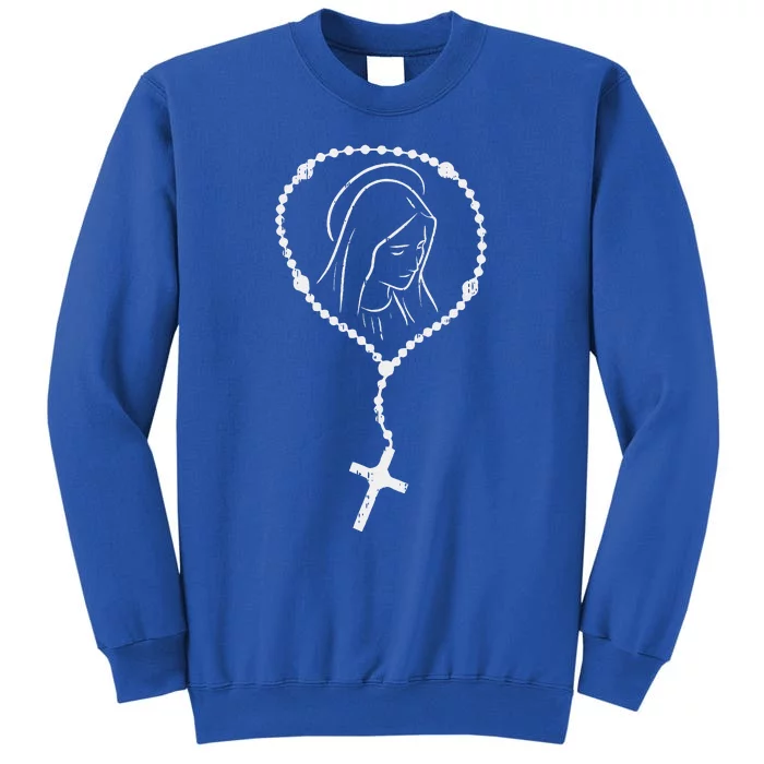 Rosary Virgin Mary God Jesus Faith Religious Catholic Gift Tall Sweatshirt