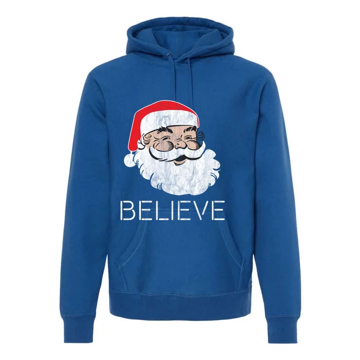 Retro Vintage Merry Christmas Believe In Santa Great Gift Premium Hoodie