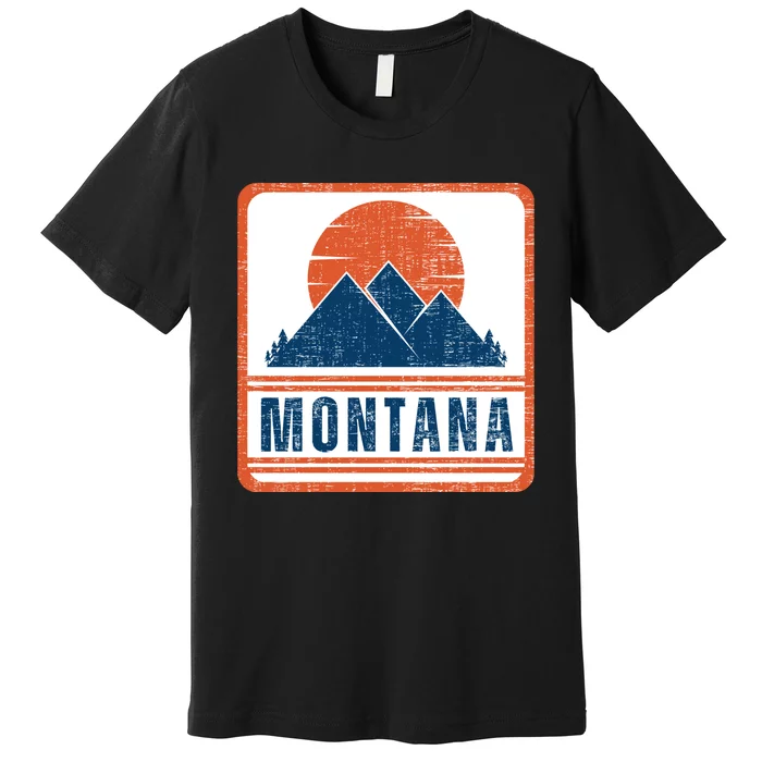 Retro Vintage Montana USA Mountain Gift For Men Premium T-Shirt