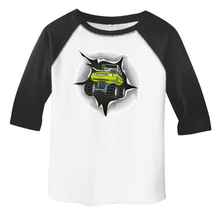 Retro Vintage Monster Truck Crushing Wall Gift Toddler Fine Jersey T-Shirt