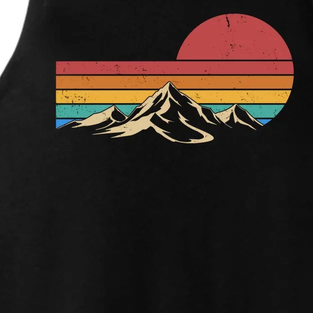 Retro Vintage Mountain Range Sunset Colors Ladies Tri-Blend Wicking Tank