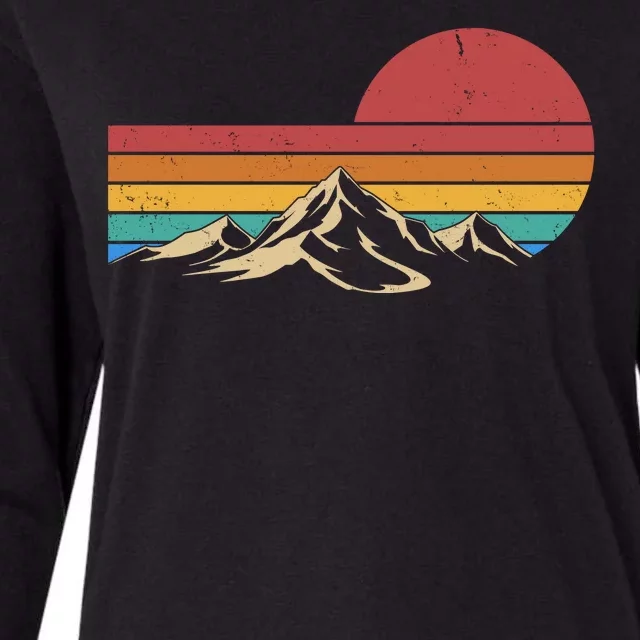 Retro Vintage Mountain Range Sunset Colors Womens Cotton Relaxed Long Sleeve T-Shirt