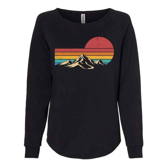 Retro Vintage Mountain Range Sunset Colors Womens California Wash Sweatshirt