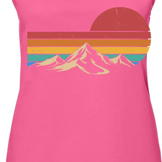 Retro Vintage Mountain Range Sunset Colors Women's Racerback Tank