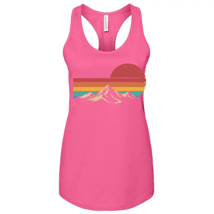 Retro Vintage Mountain Range Sunset Colors Women's Racerback Tank