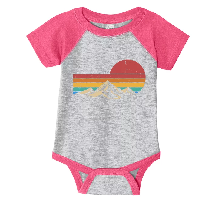 Retro Vintage Mountain Range Sunset Colors Infant Baby Jersey Bodysuit