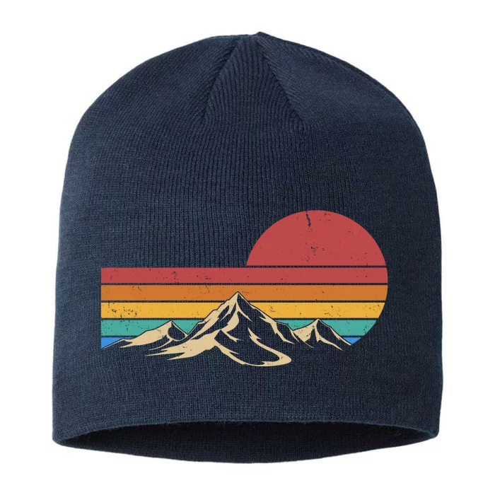 Retro Vintage Mountain Range Sunset Colors 8 1/2in Sustainable Knit Beanie