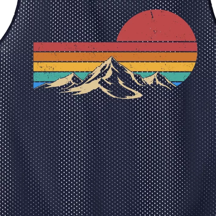 Retro Vintage Mountain Range Sunset Colors Mesh Reversible Basketball Jersey Tank