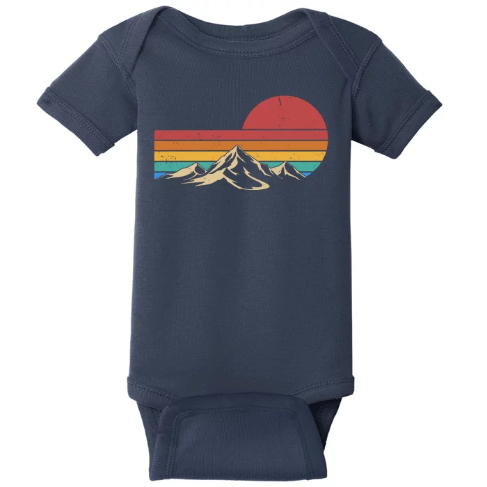 Retro Vintage Mountain Range Sunset Colors Baby Bodysuit