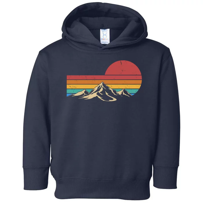 Retro Vintage Mountain Range Sunset Colors Toddler Hoodie