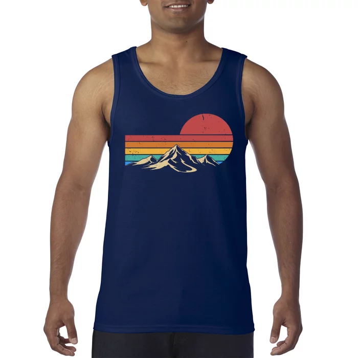 Retro Vintage Mountain Range Sunset Colors Tank Top