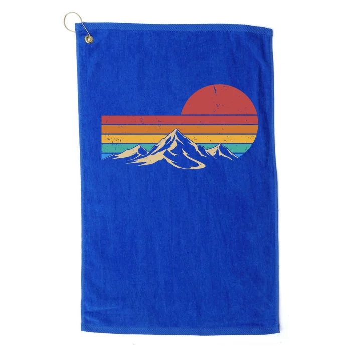 Retro Vintage Mountain Range Sunset Colors Platinum Collection Golf Towel