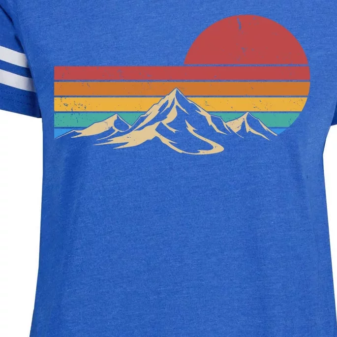 Retro Vintage Mountain Range Sunset Colors Enza Ladies Jersey Football T-Shirt