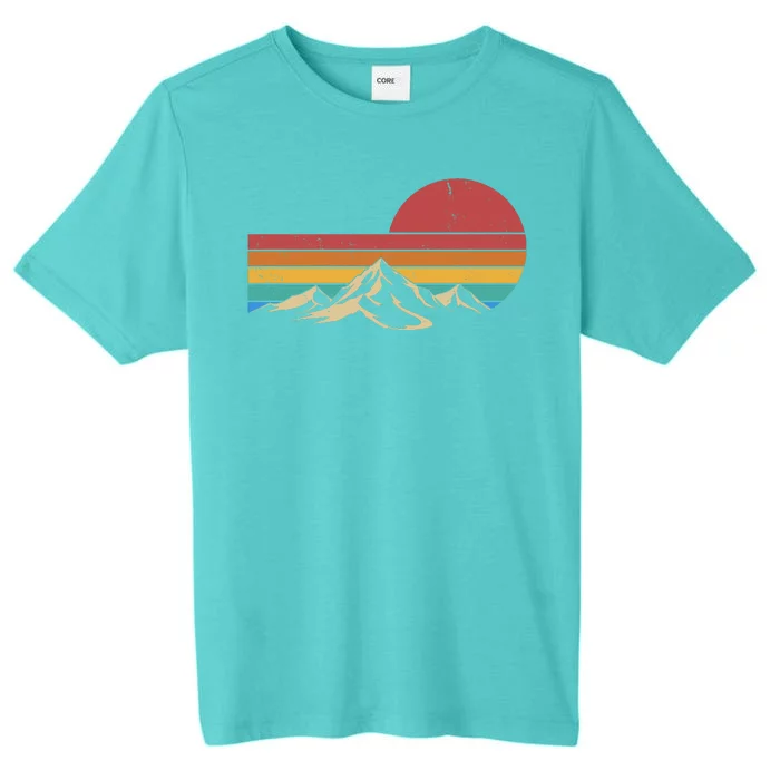 Retro Vintage Mountain Range Sunset Colors ChromaSoft Performance T-Shirt