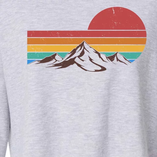 Retro Vintage Mountain Range Sunset Colors Cropped Pullover Crew