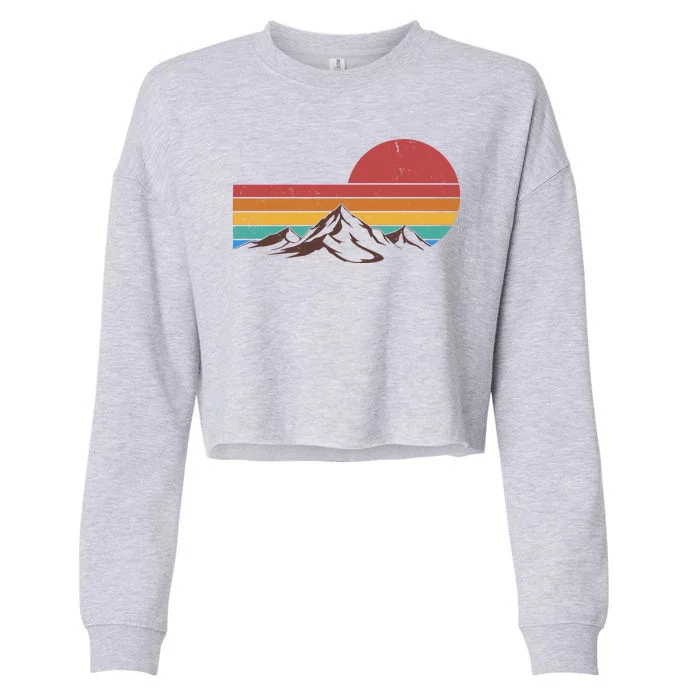 Retro Vintage Mountain Range Sunset Colors Cropped Pullover Crew