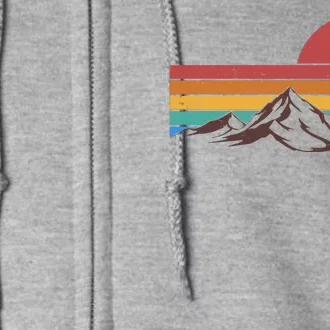 Retro Vintage Mountain Range Sunset Colors Full Zip Hoodie