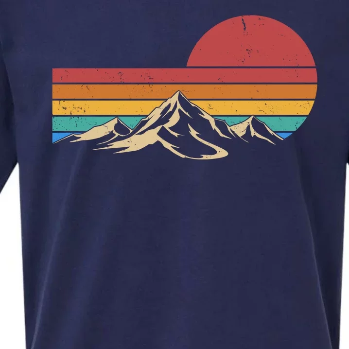 Retro Vintage Mountain Range Sunset Colors Sueded Cloud Jersey T-Shirt