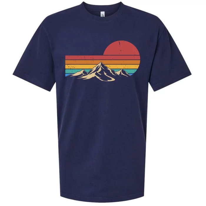 Retro Vintage Mountain Range Sunset Colors Sueded Cloud Jersey T-Shirt