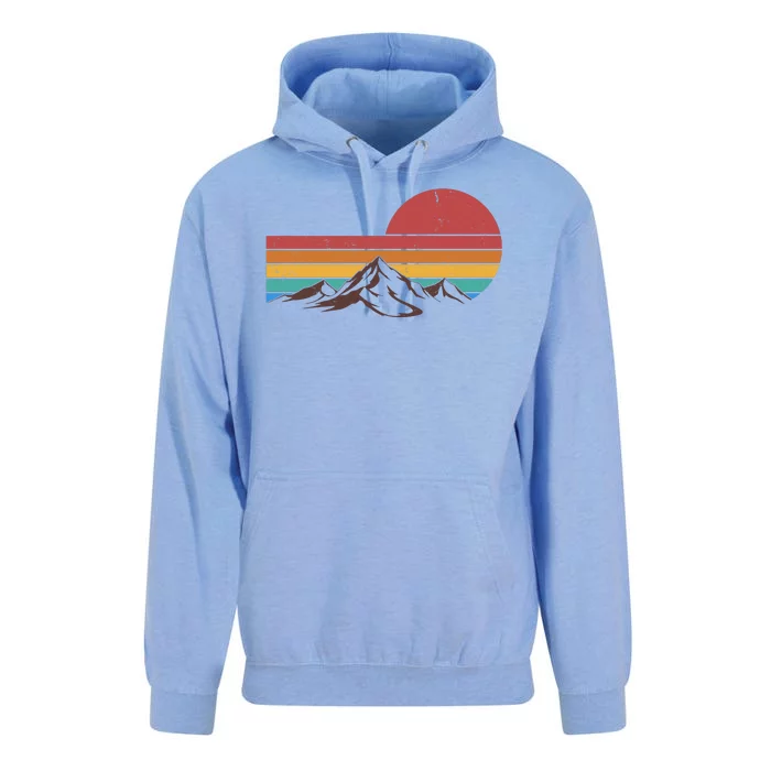 Retro Vintage Mountain Range Sunset Colors Unisex Surf Hoodie