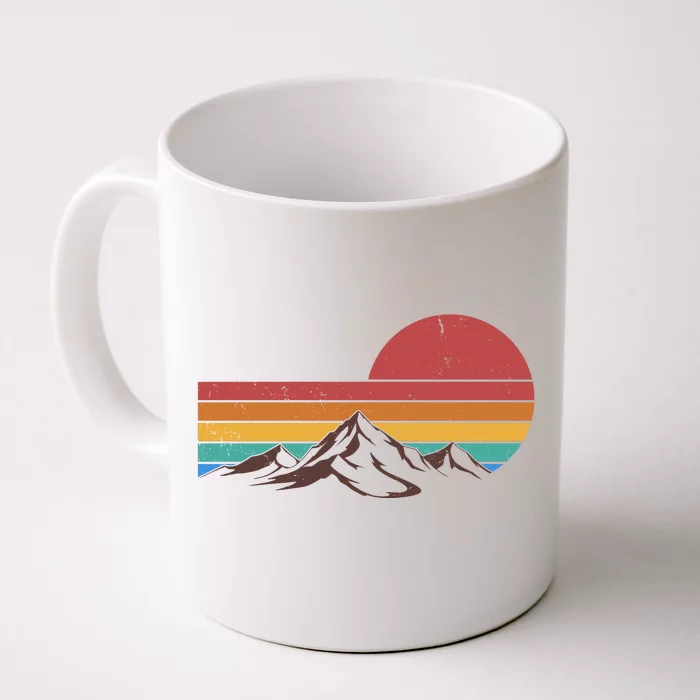 Retro Vintage Mountain Range Sunset Colors Front & Back Coffee Mug