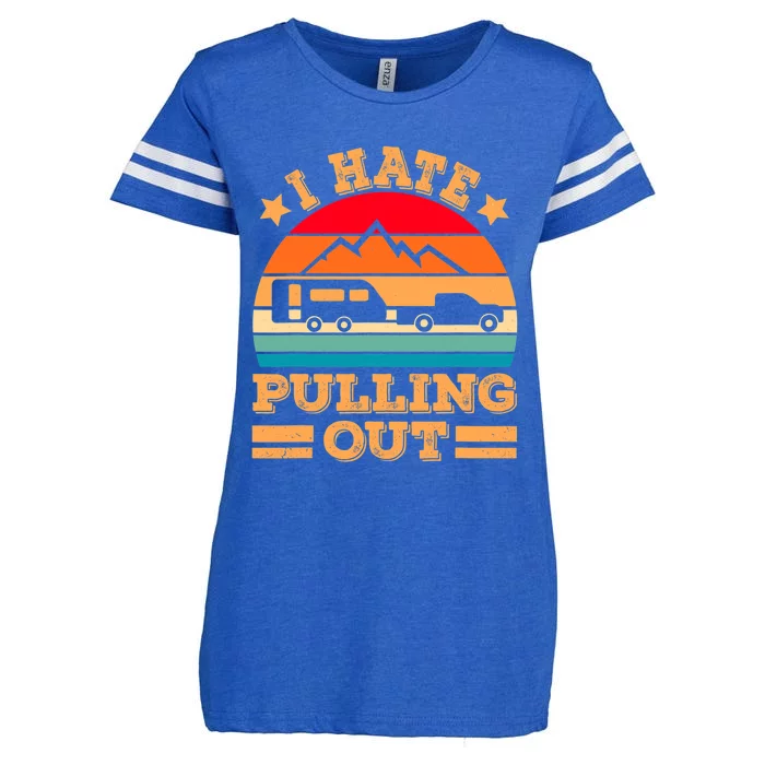 Retro Vintage Mountains I Hate Pulling Out Funny Camping Enza Ladies Jersey Football T-Shirt