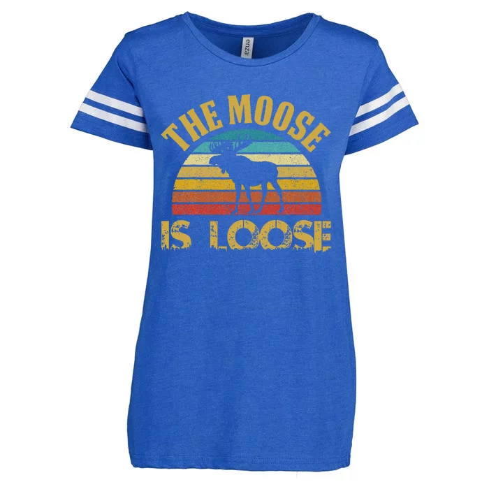 Retro Vintage Moose Is Loose Enza Ladies Jersey Football T-Shirt