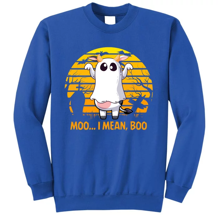 Retro Vintage Moo I Mean Boo Halloween Cow Ghost Moo Cow Gift Sweatshirt