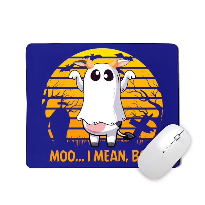 Retro Vintage Moo I Mean Boo Halloween Cow Ghost Moo Cow Gift Mousepad